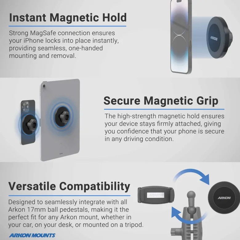 Magnetic Phone Holder with Cup Holder Mount and Dual 25mm Shaft Arm – MagSafe Compatible