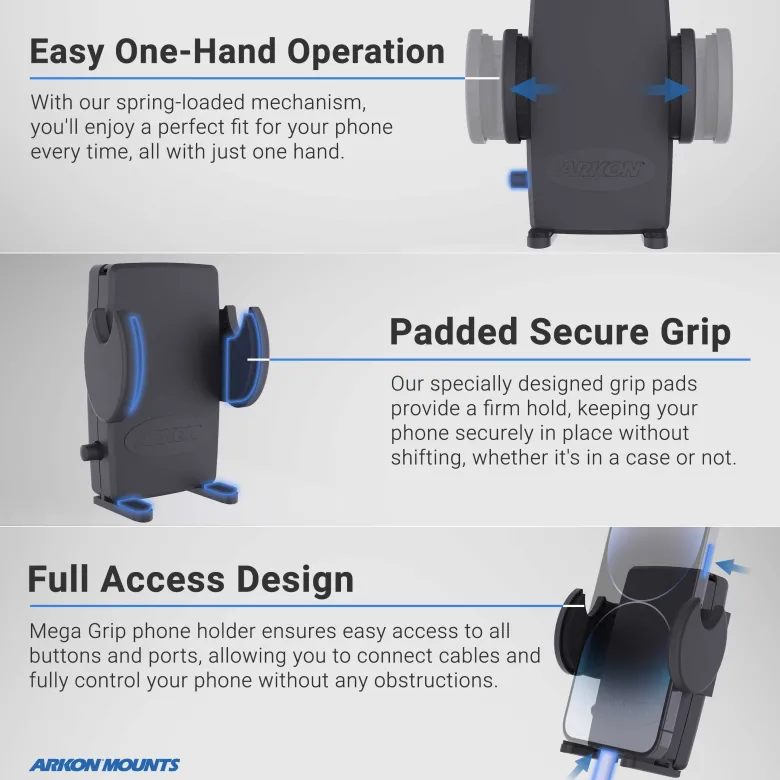 Mega Grip™ Phone Drill Base Mount with Double Socket Swivel Arm