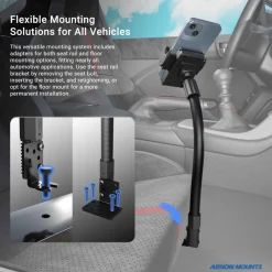 Mega Grip™ Phone Holder with Car Seat Rail Mount and 18" Gooseneck
