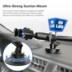 RoadVise® Phone Holder with Sticky Suction Mount and Shaft