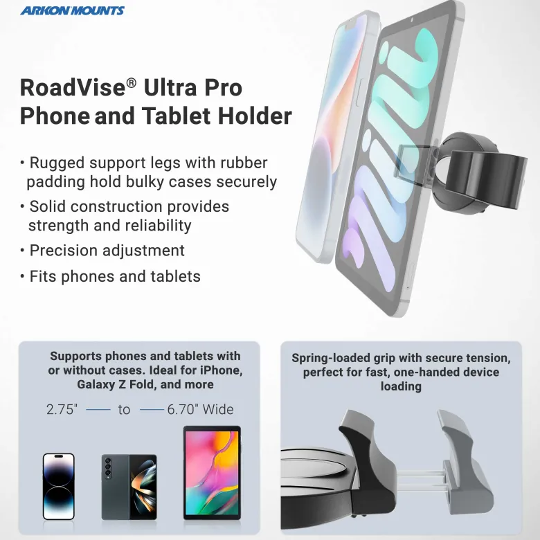 RoadVise® Ultra Pro Phone Holder 5” AMPS Drill-Base Mount