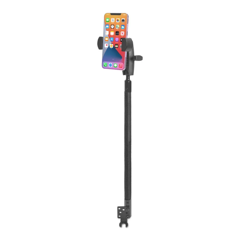 RoadVise XL Phone Holder with Heavy Duty Car Seat Rail Mount and 3.75” Shaft Arm