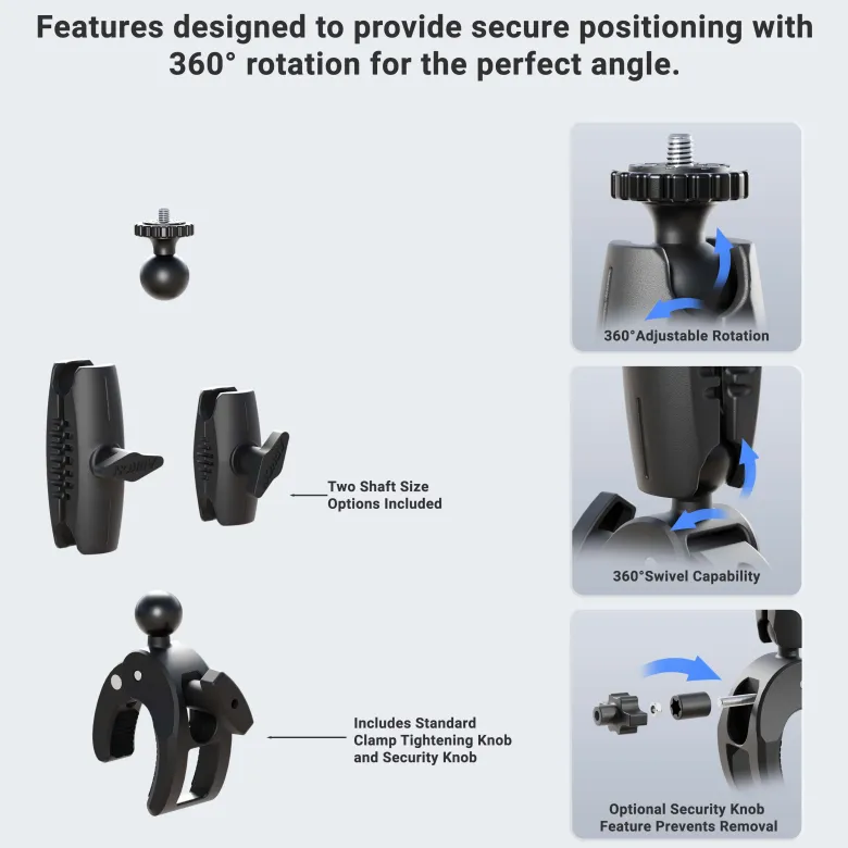 Robust Clamp Camera Mount with Security Knob