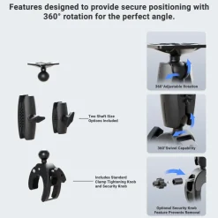 Robust Clamp Mount with Security Knob - 4-Hole AMPS Compatible