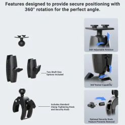 Robust Clamp Mount with Security Knob - Dual T-Tab Compatible