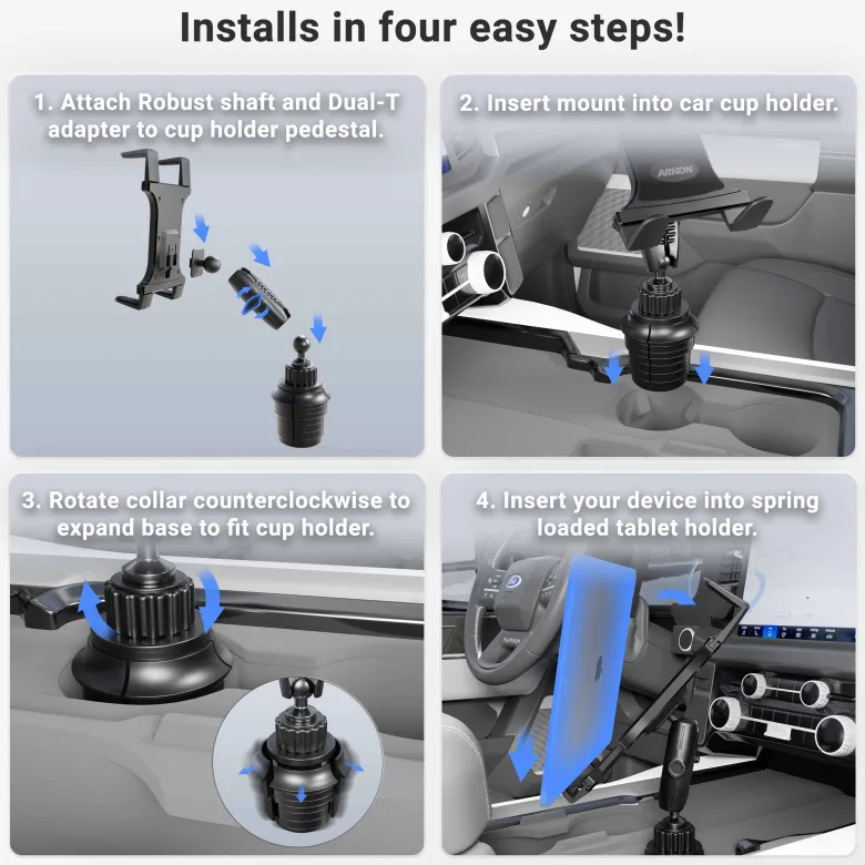 Slim-Grip® Cup Holder Tablet Mount with 3.75" Shaft