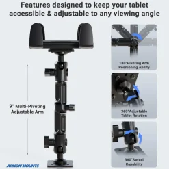 Slim-Grip® Tablet Holder with Drill-Base Mount and 8" Multi-Angle Arm