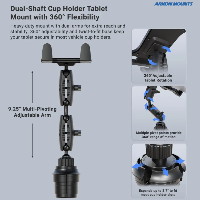Slim-Grip® Tablet Holder with Double Robust™ Car Cup Mount
