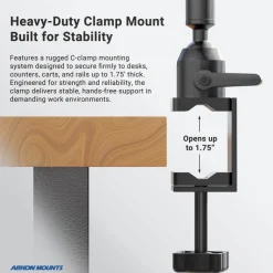 Slim-Grip® Tablet Holder with Heavy-Duty Desk or Wheelchair Clamp Mount and 22" Arm