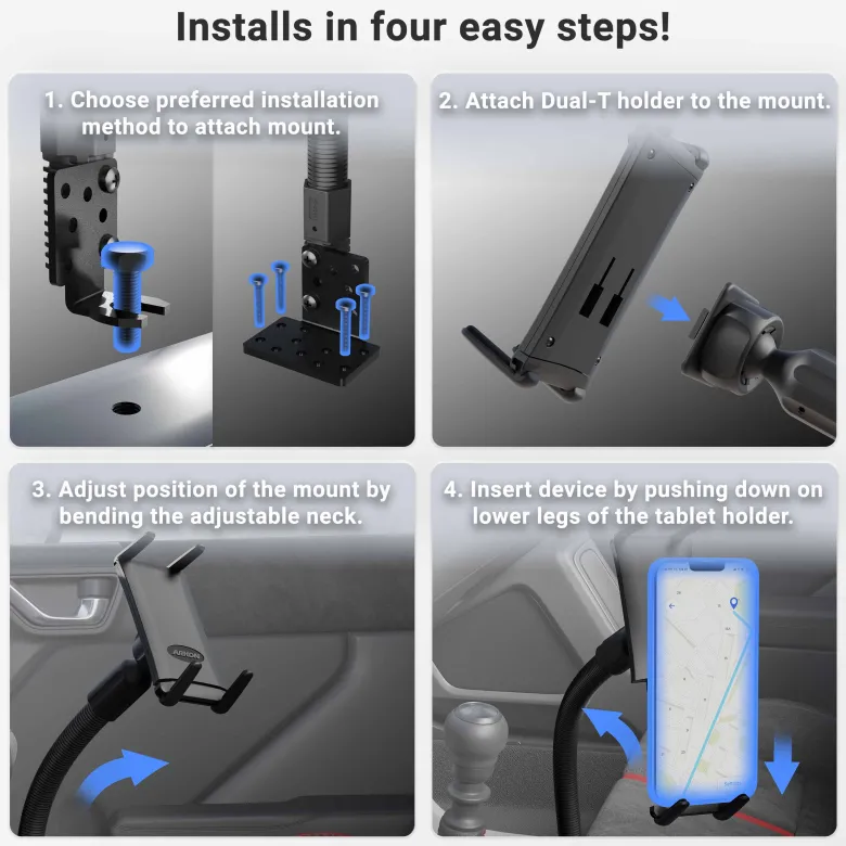 Slim-Grip® Ultra 22" Seat Rail or Floor Car Mount for iPhone, Galaxy, Note, iPad and more