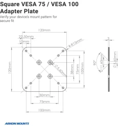 Square VESA 75 / VESA 100 Adapter Plate