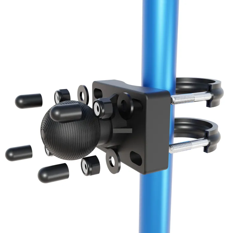 U-Bolt Round Bar Mount with 38mm Metal Ball – Multiple Bar Sizes