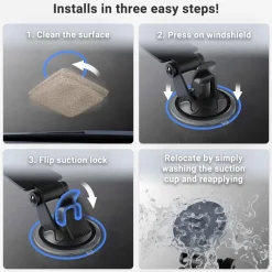 Windshield Suction Mount for EZ Pass Toll Transponders, Bluetooth GPS Receivers, and Radar Detectors