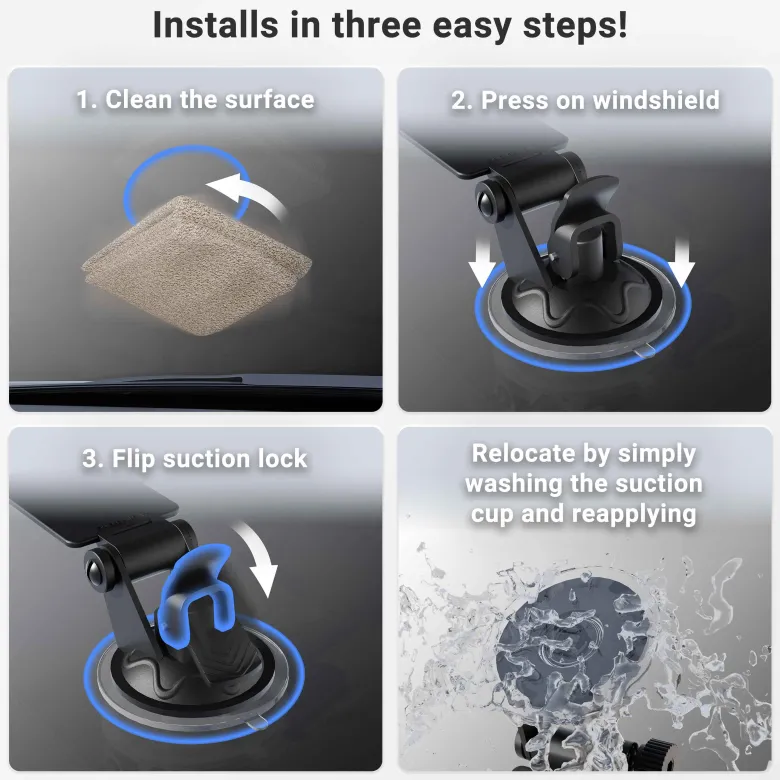Windshield Suction Mount for EZ Pass Toll Transponders, Bluetooth GPS Receivers, and Radar Detectors
