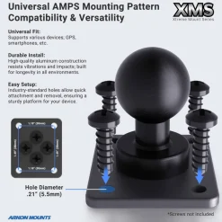 XMS 7.75" Aluminum AMPS Drill-Base Mounting Pedestal - 25mm Compatible